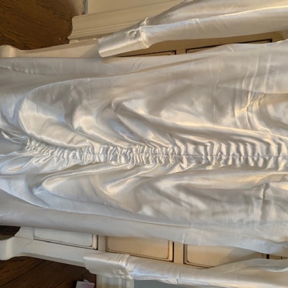 ZARA CREAM SATIN RUCHED DRESS (XL) NEW W/ TAGS - Picture 3 of 5